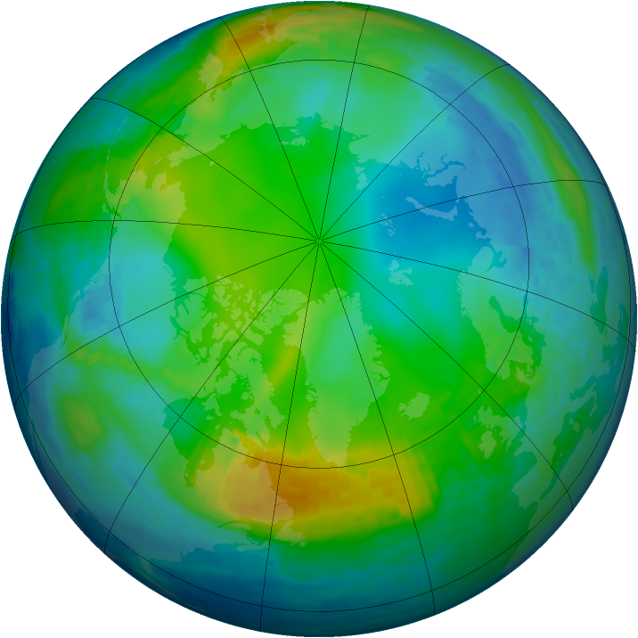 Arctic ozone map for 24 November 1993